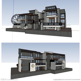 新中式别墅建筑草图大师SU模型