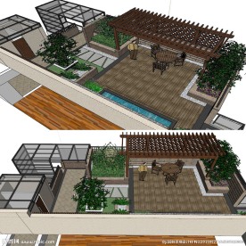 SU草图大师庭院花园模型