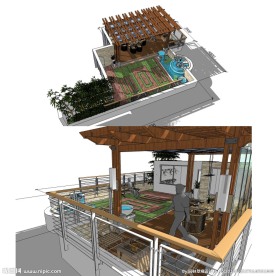 精品庭院景观草图大师SU模型