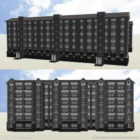 新中式多层住宅建筑草图SU模型