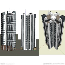 中式高层建筑草图大师SU模型