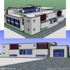 中式会所建筑草图大师SU模型