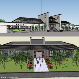 中式商业建筑草图大师SU模型