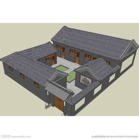 中式四合院住宅草图大师模型