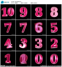 粉红色数字倒计时LED视频素材