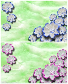 粉红色花朵 3D壁画 分层