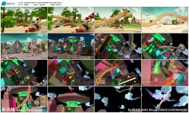 卡通城市飞龙环绕酒吧夜场背景