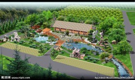 会所园林景观鸟瞰效果图