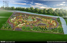 玫瑰树游园鸟瞰效果图
