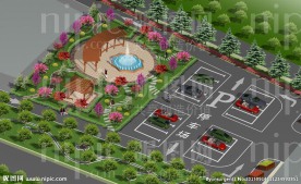 小型公园停车场效果图