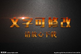 金色磨砂纹理效果3D立体字