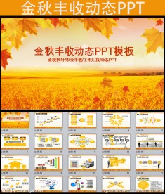 金秋秋天枫叶红叶收获季PPT