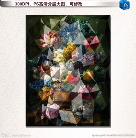 水晶花卉油画图片