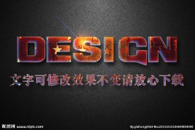 磨砂红星纹理效果3D立体字