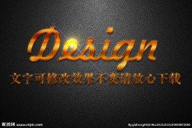 黄金磨砂纹理效果3D立体字