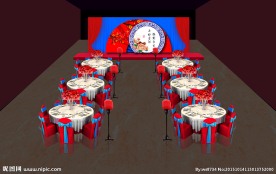中式红蓝撞色主舞台