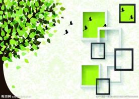 3D抽象树背景墙