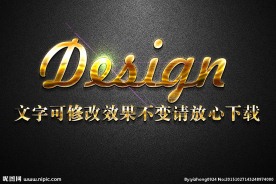 金属摩擦纹理效果黄金3D立体字