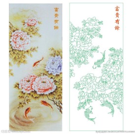 富贵有余 牡丹花鱼