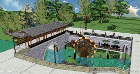 南方农村廊桥景观草图大师模型