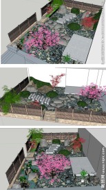 日式小庭院景观草图大师SU模型