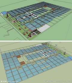 农业生态大棚观光园景观模型