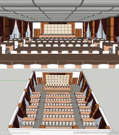大型讲座类会议室草图大师模型