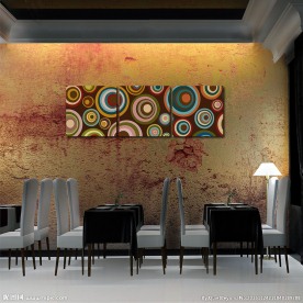 多彩同心圆无框画