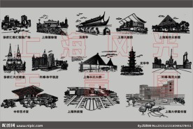 上海城市风光矢量图