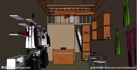 地下服装店SU草图大师skp模