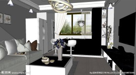 现代客厅家具草图大师SU模型