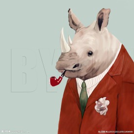 分层可换背景手绘动物头像犀牛