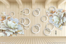3D壁画玉雕花卉背景墙