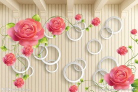 玫瑰花壁画背景墙