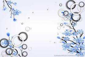 3D圈圈蓝色背景墙壁画