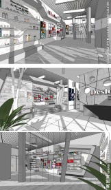 化妆品店铺草图大师SU模型