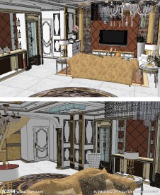 欧式室内全模型草图大师SU模型