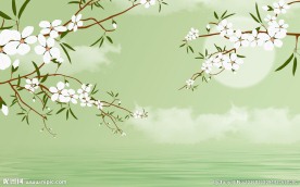 绿色背景墙清新壁画图片