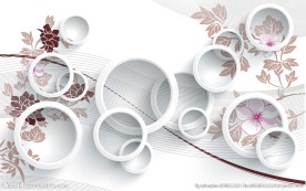 时尚简约3D圈圈花藤背景墙