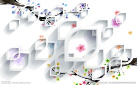 水彩梅花背景墙