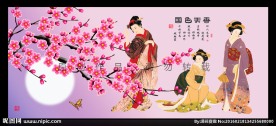 桃花仕女图