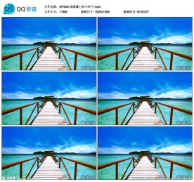 海洋中的岛屿风景浅海滩上的小亭