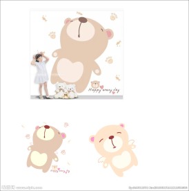 小熊墙贴矢量图