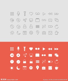 反色细线+实心图标组1