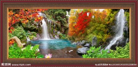 国画山水 流水生财