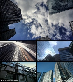 仰拍高楼大厦玻璃幕墙视频素材