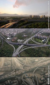 航拍鸟瞰城市高架桥交通视频素材