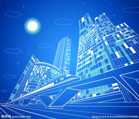 城市建筑创意素描海报