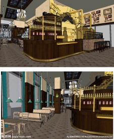 德式啤酒吧室内草图大师SU模型