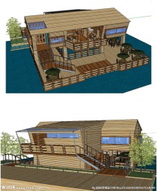 公园茶室外建筑设计草图大师模型